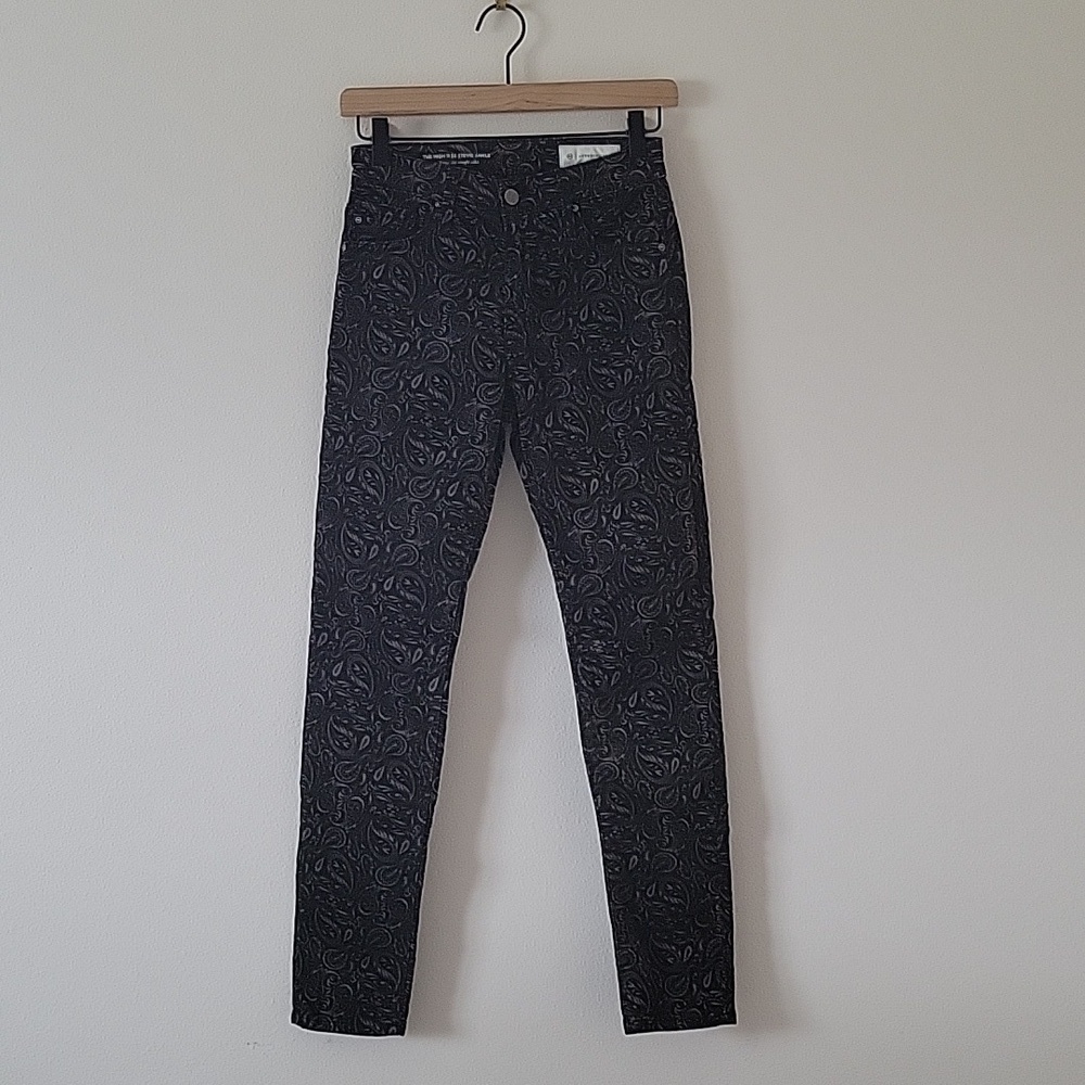 AG x Anthropologie High Rise Stevie Ankle Paisley Velvet Jeans Size‎ 26